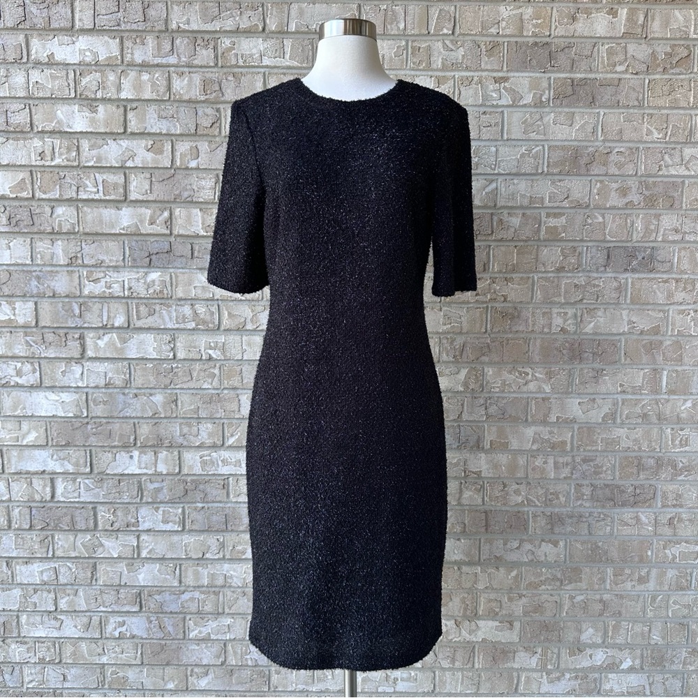 J. Taylor  Furry Fuzzy Sparkle Glitter Sheath Lined Dress Back Zipper Size 12 🌸